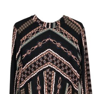 Free People Mini Dress Mock Neck Stella Print L